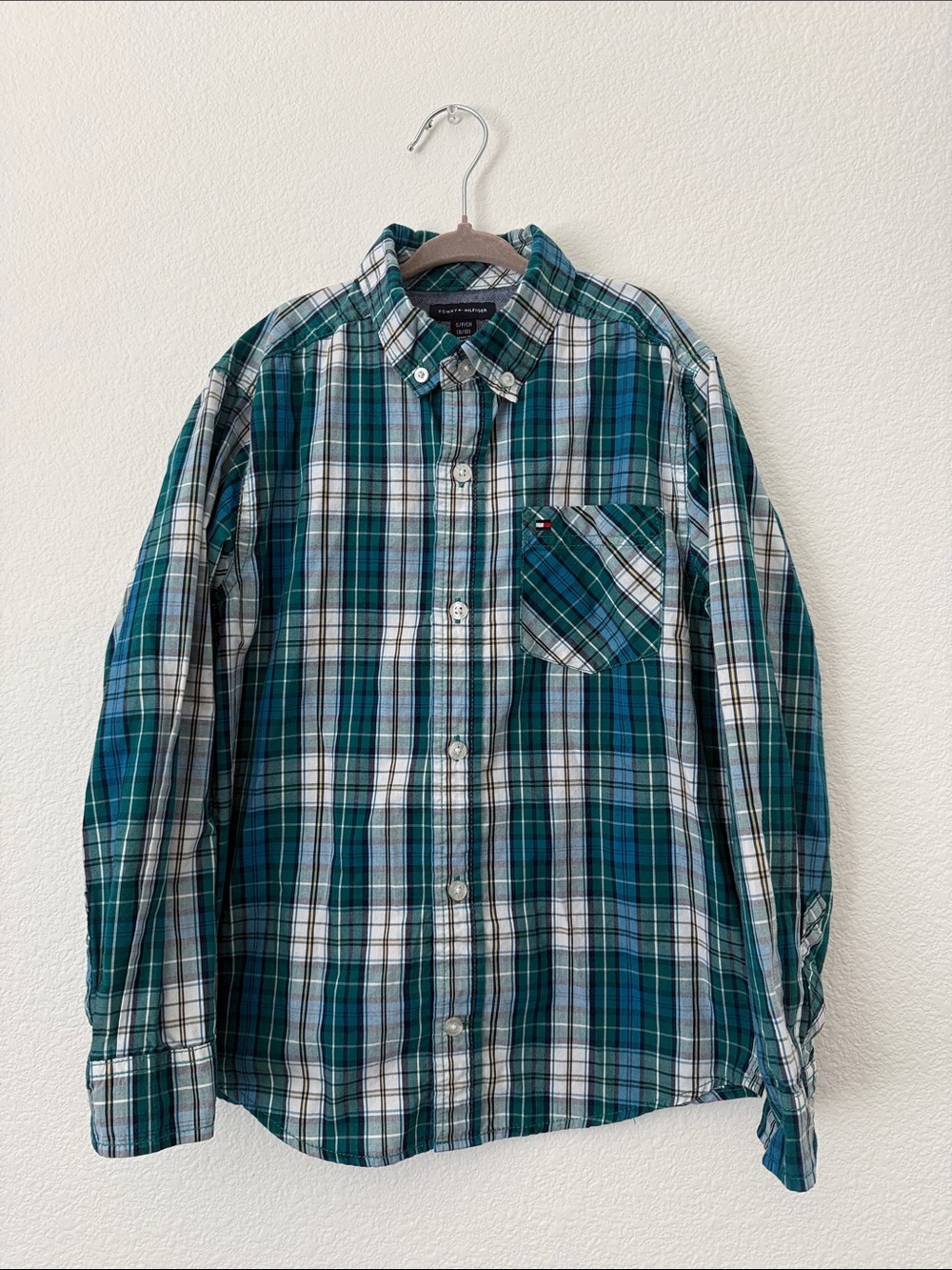 Tommy Hilfiger Boy’s Green Plaid Button-Down Shirt